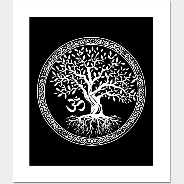 Tree of Life With Om Symbol Yoga Wall Art by JaydeMargulies